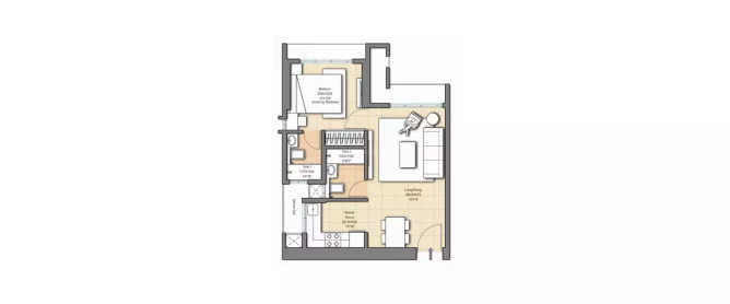 Sheth Auris Ilaria Malad - Floor plan 1 BHK 400 Sq.ft