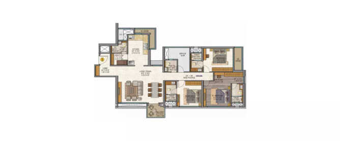 Sheth Auris Serenity Malad - Floor plan 3 BHK 1373 Sq.ft