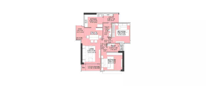 Adani Western Heights Andheri - Floor plan 2 BHK 900 Sq.ft