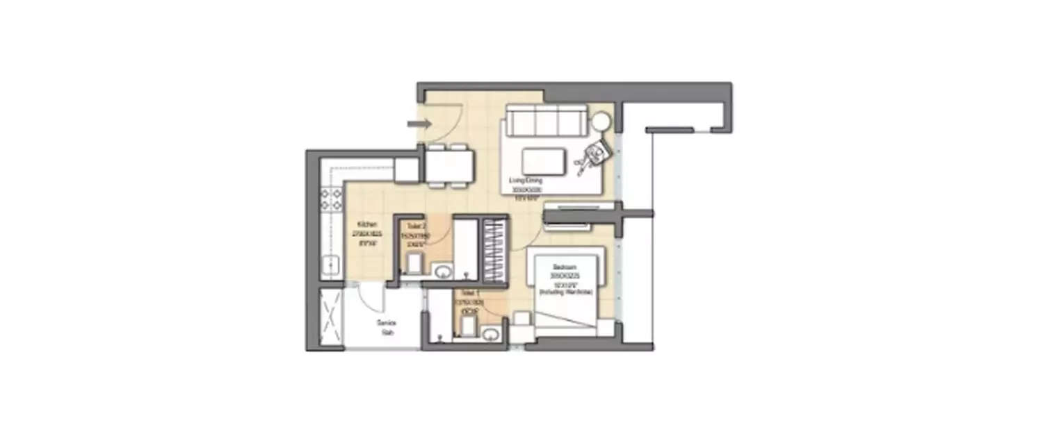 Floor plan for 1 BHK