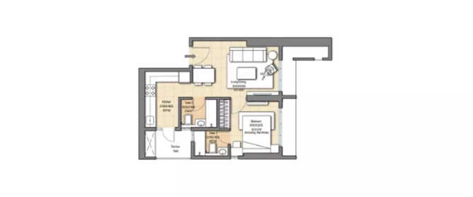 Sheth Auris Clara Malad - Floor plan 1 BHK 392 Sq.ft