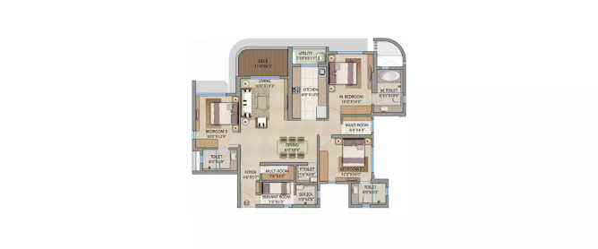 Lodha Bel Air Jogeshwari - Floor plan 3 BHK 1201 Sq.ft