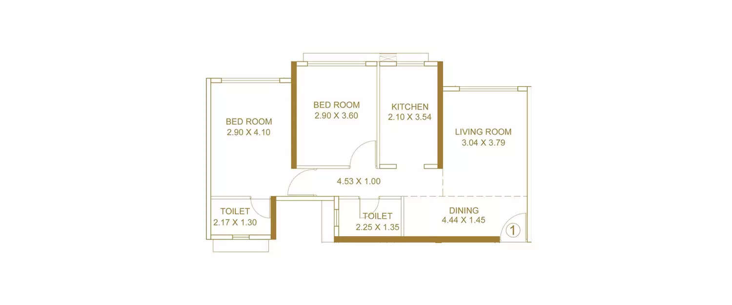 Floor plan for 2 BHK