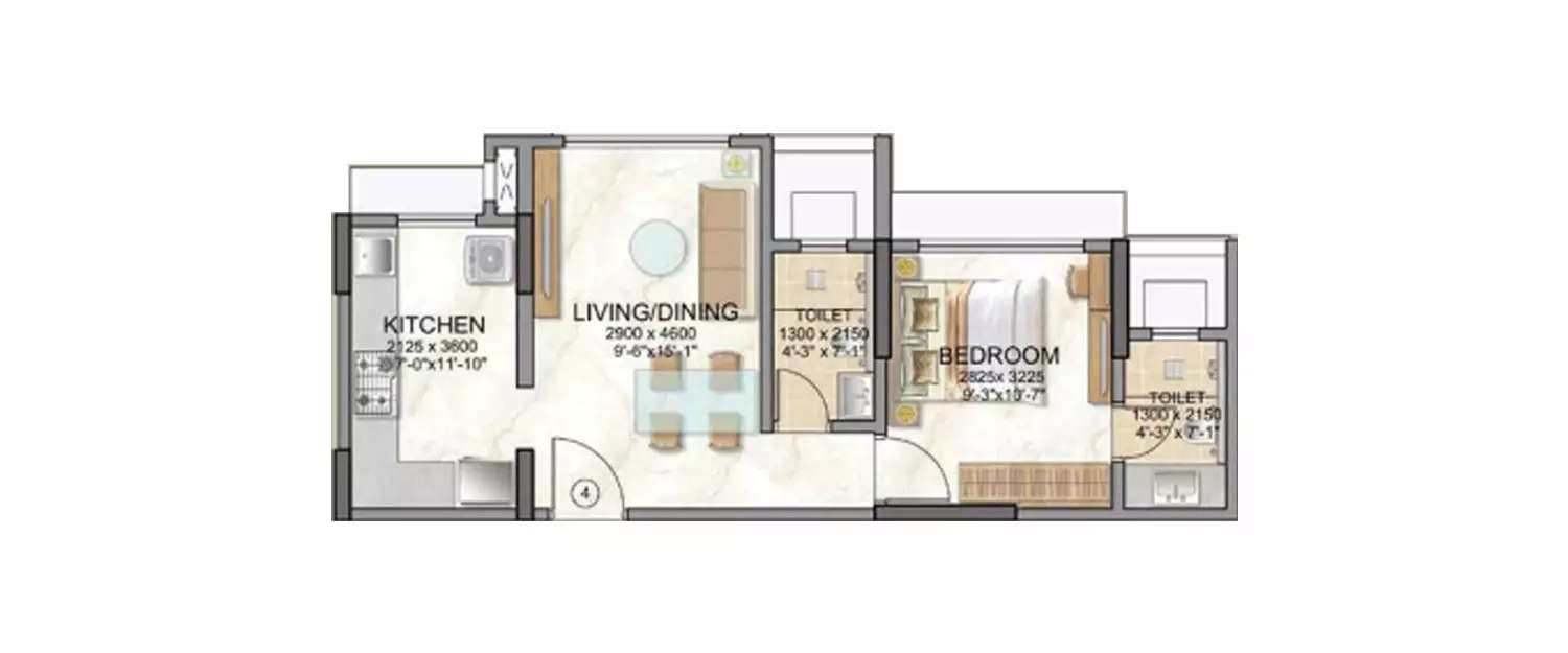 1 BHK Apartment 426 Sq.ft
