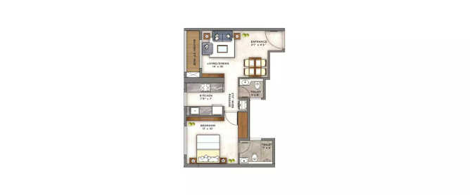 Ashar Axis Majiwada - Floor plan 1 BHK 462 Sq.ft