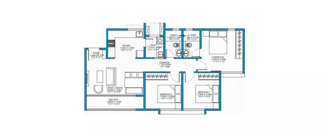 Godrej Elite Townhomes Nelamangala - Floor plan 3 BHK 2616 Sq.ft