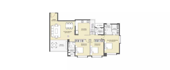 Kolte Patil Baner Baner - Floor plan 3 BHK 1150 Sq.ft