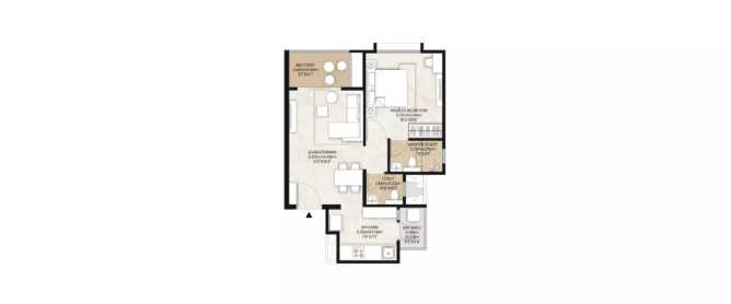 Mahindra Happinest Tathawade Tathawade - Floor plan 1 BHK 470 Sq.ft