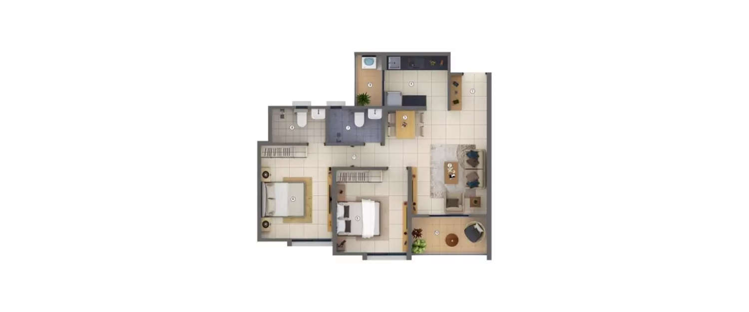 Floor plan for 2 BHK