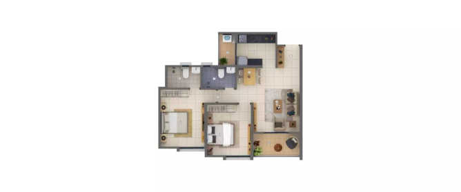 Shapoorji Joyville Hadapsar Annexe Hadapsar - Floor plan 2 BHK 697 Sq.ft