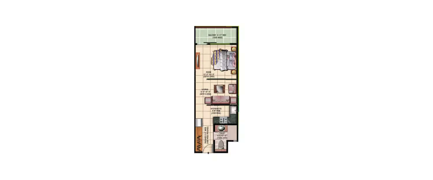 Floor plan for 1 BHK