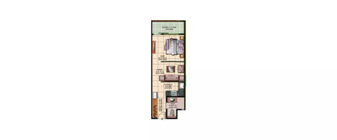 Eldeco Edge Sector 119 - Floor plan 1 BHK 579 Sq.ft
