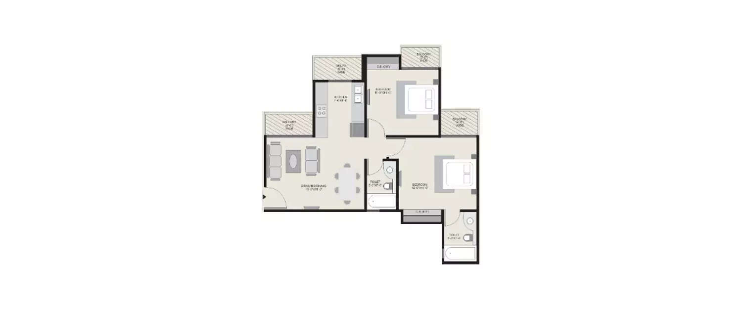 Floor plan for 2 BHK