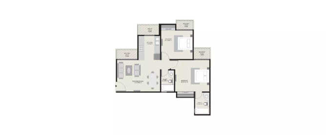 Ajnara Homes121 Sector 16B Greater Noida W - Floor plan 2 BHK 945 Sq.ft