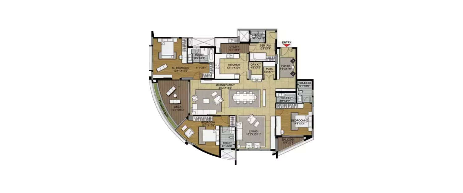 3 BHK Apartment 3450 Sq.ft