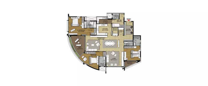 Brigade Caladium Dasarahalli - Floor plan 3 BHK 3450 Sq.ft