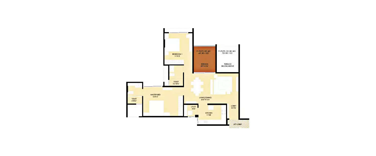 Floor plan for 2 BHK