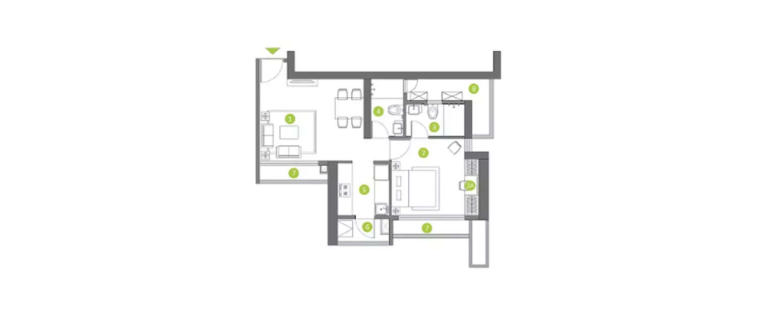 Floor plan for 1 BHK