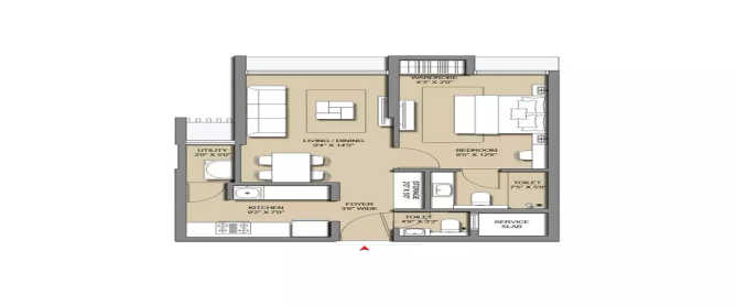 Lodha Casa Viva Majiwada - Floor plan 1 BHK 454 Sq.ft
