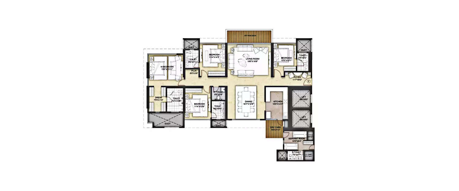 Floor plan for 4 BHK