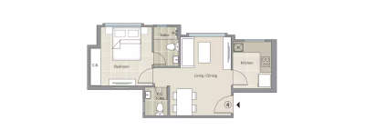 Hiranandani Barca, 1 BHK-393 Sq.ft