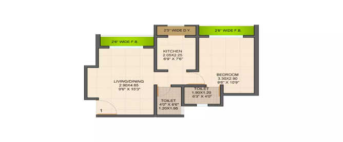 Raunak Bonus City Ghodbunder Road - Floor plan 1 BHK 475 Sq.ft