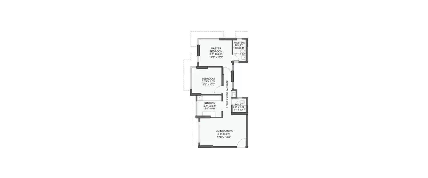 Floor plan for 2 BHK