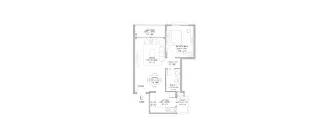 Godrej Eternity Mallasandra - Floor plan 1 BHK 765 Sq.ft