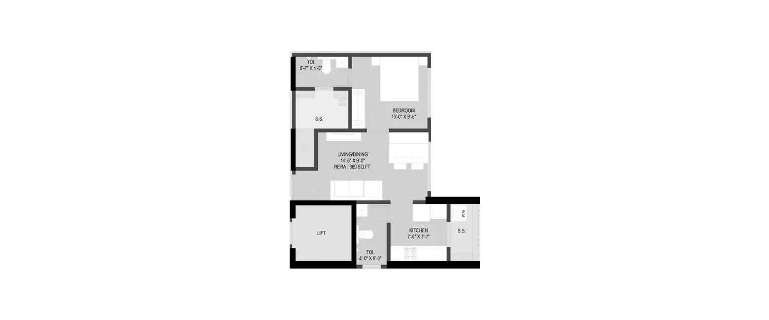 Floor plan for 1 BHK