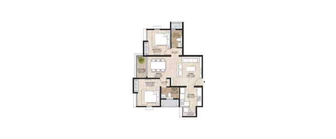 Mahindra Lakewoods Singaperumal Koli - Floor plan 2 BHK 1079 Sq.ft