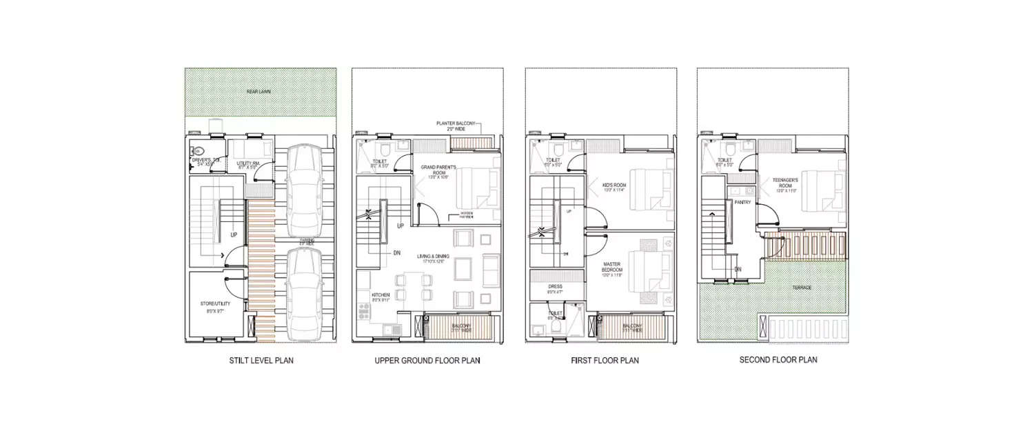 Floor plan for 4 BHK