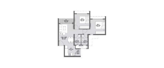 Godrej Central Park Mamurdi - Floor plan 2 BHK 488 Sq.ft