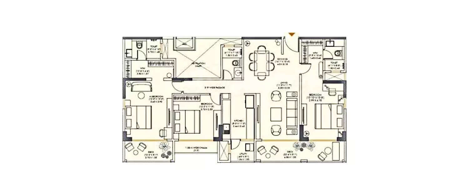 Floor plan for 3 BHK