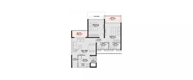 Godrej Boulevard Manjri - Floor plan 2 BHK 569 Sq.ft