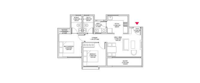 Godrej Elevate Krishnarajapura - Floor plan 2 BHK 1137 Sq.ft