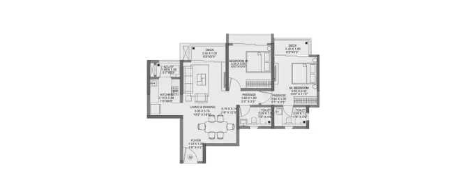 Godrej Pavilion Residences Panvel - Floor plan 2 BHK 658 Sq.ft
