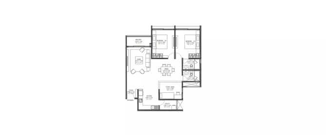 Godrej Reflections Haralur - Floor plan 3 BHK 1221 Sq.ft