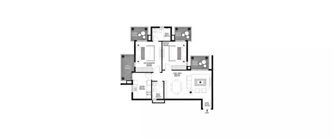 Godrej Aria Sector 79 Gurgaon - Floor plan 2 BHK 1315 Sq.ft