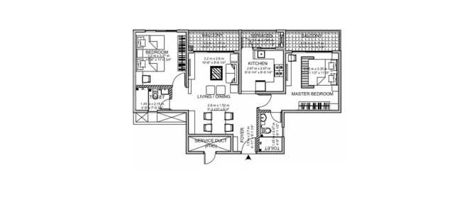 Godrej Palm Grove Chembarambakkam - Floor plan 2 BHK 1194 Sq.ft