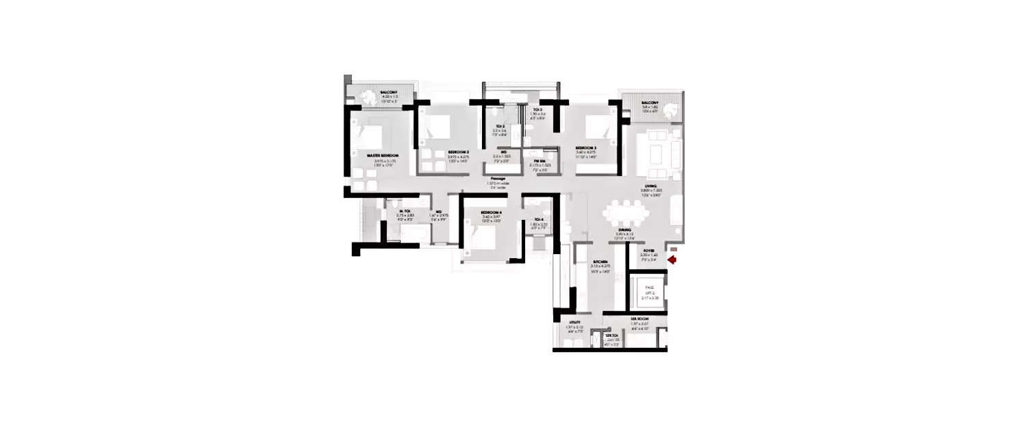 Floor plan for 4 BHK