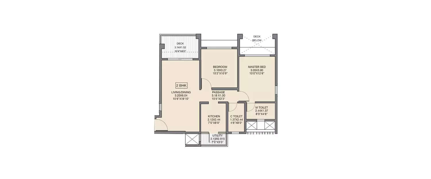 2 BHK Apartment 568 Sq.ft