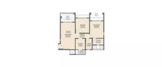 Godrej 24 Hinjewadi - Floor plan 2 BHK 568 Sq.ft