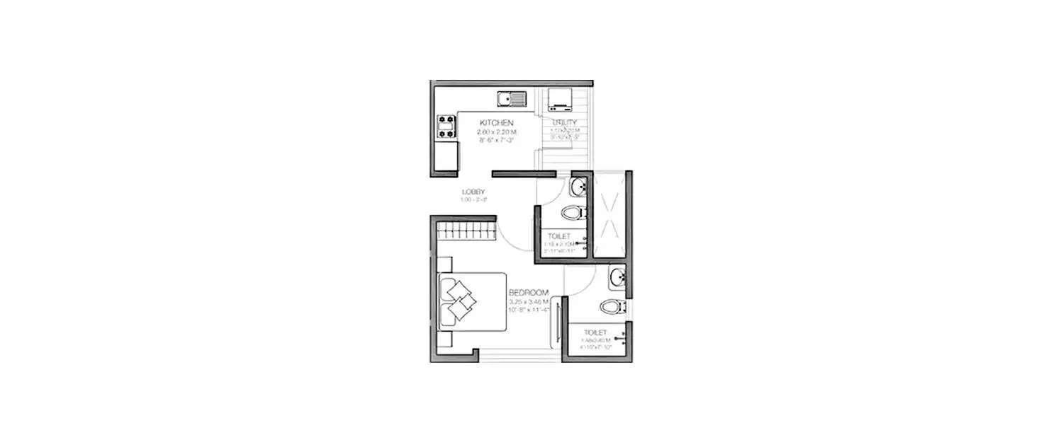 Floor plan for 1 BHK