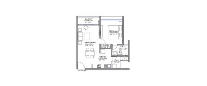 Godrej Lake Gardens Haralur - Floor plan 1 BHK 752 Sq.ft