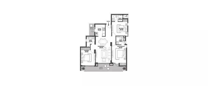 Godrej Meridien Prive Sector 106 Gurgaon - Floor plan 3 BHK 1202 Sq.ft