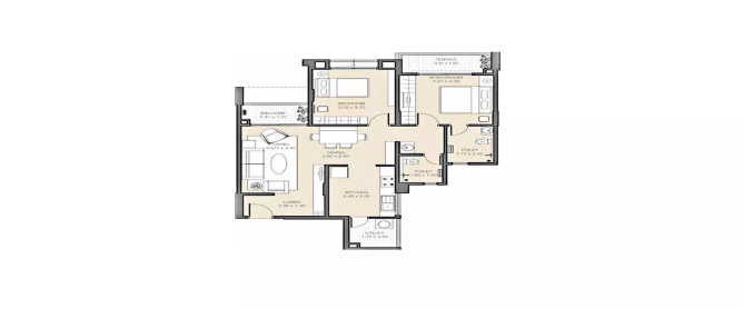 Godrej Prana Undri - Floor plan 2 BHK 670 Sq.ft