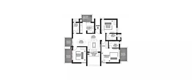 Godrej Premia Towers Sector 104 Gurgaon - Floor plan 3 BHK 1712 Sq.ft