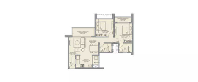 Godrej Rejuve Mundhwa - Floor plan 2 BHK 703 Sq.ft