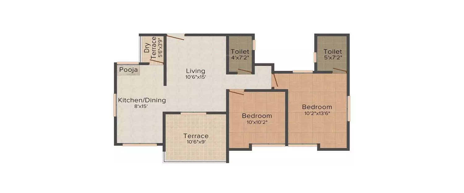 Floor plan for 2 BHK