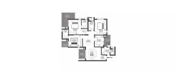 Godrej Signature Homes Sector 48 Gurgaon - Floor plan 3 BHK 1047 Sq.ft